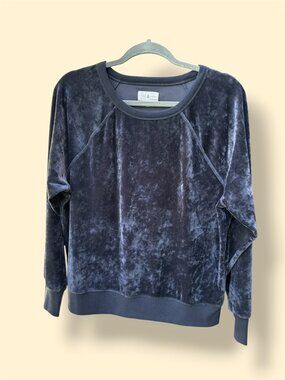 Lou & Grey Dark Grey Crushed Velour Raglan Sweatshirt Medium Good Condition